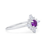Cluster Wedding Ring Round Simulated Amethyst CZ 925 Sterling Silver