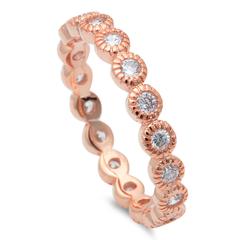Full Eternity Rings Sparkle Ring Rose Tone, Simulated CZ 925 Sterling Silver