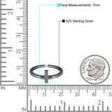 Cross Toe Ring Adjustable Band Black Tone 925 Sterling Silver (7mm)