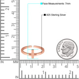 Cross Toe Ring Adjustable Band Rose Tone 925 Sterling Silver (7mm)