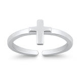 Cross Toe Ring Adjustable Band 925 Sterling Silver (7mm)