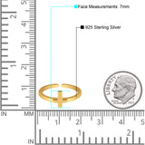 Cross Toe Ring Adjustable Band Yellow Tone 925 Sterling Silver (7mm)