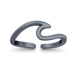 Cross Toe Ring Adjustable Band Black Tone 925 Sterling Silver (7mm)