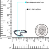 Cross Toe Ring Adjustable Band Black Tone 925 Sterling Silver (7mm)