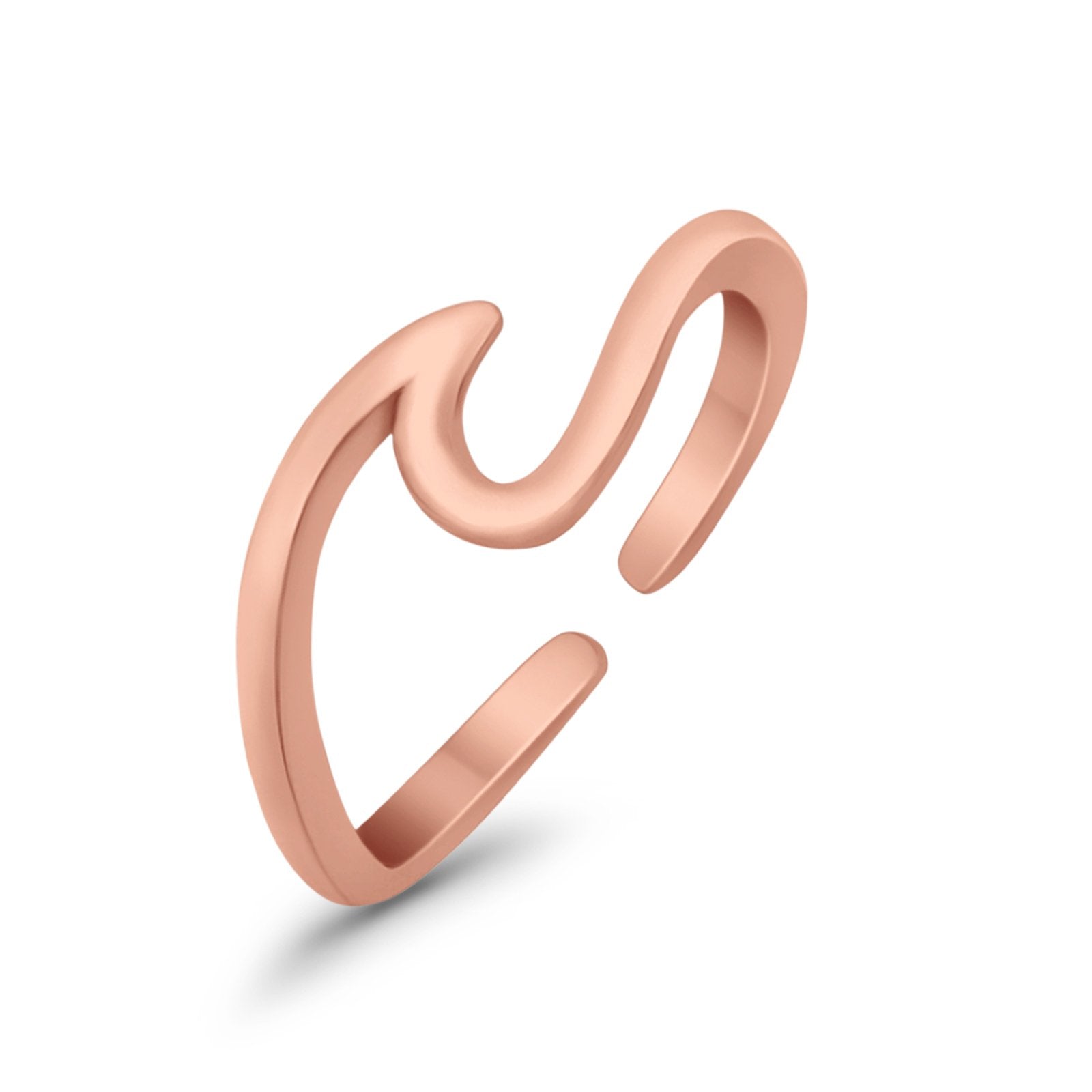 Cross Toe Ring Adjustable Band Rose Tone 925 Sterling Silver (7mm)