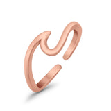 Cross Toe Ring Adjustable Band Rose Tone 925 Sterling Silver (7mm)