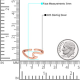 Cross Toe Ring Adjustable Band Rose Tone 925 Sterling Silver (7mm)