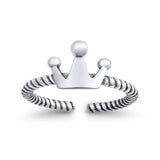 Crown Toe Ring Adjustable Twisted Band 925 Sterling Silver (7mm)