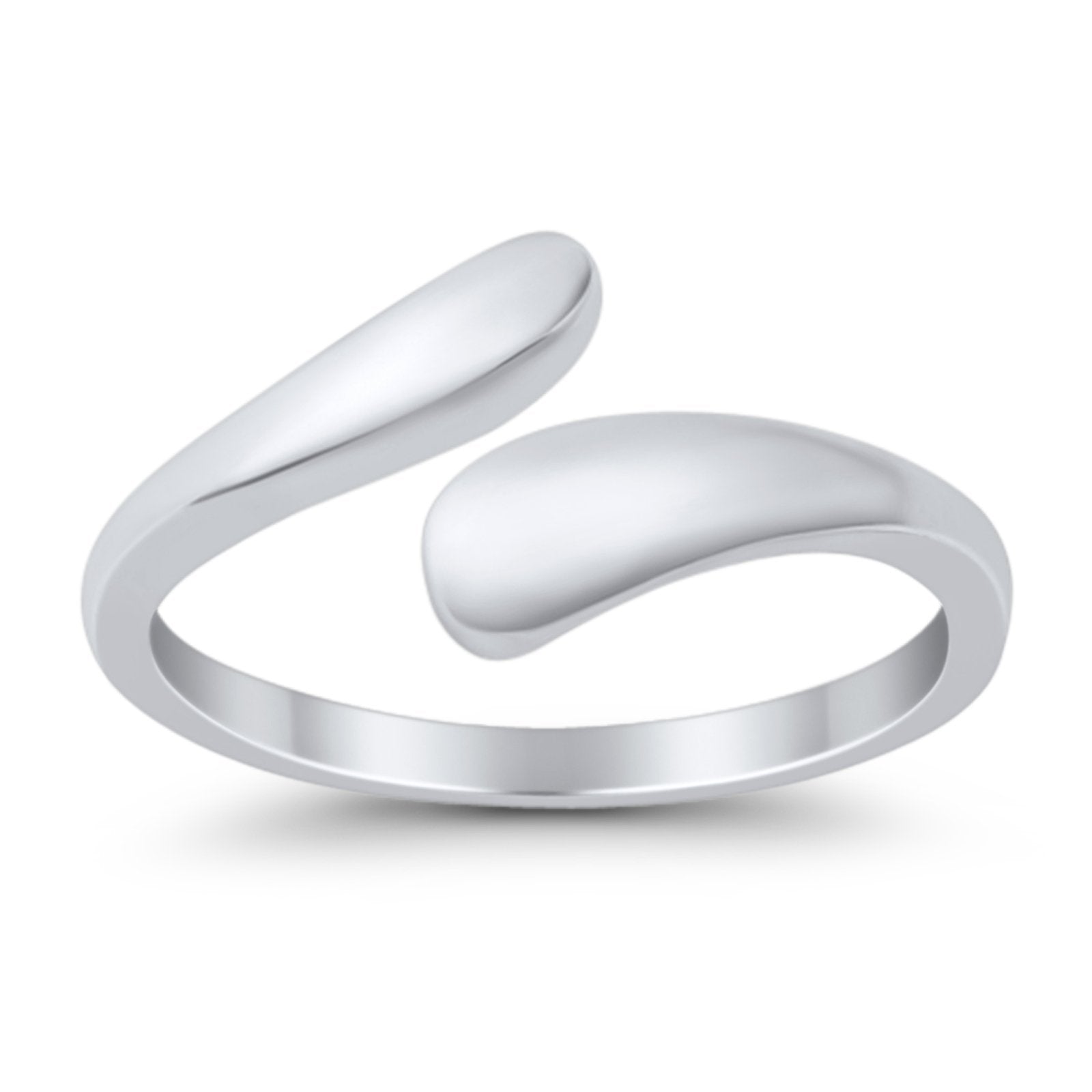 Crossover Adjustable Toe Ring Band 925 Sterling Silver (7mm)
