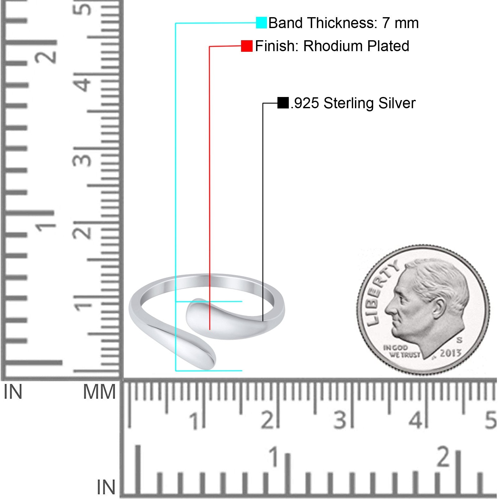 Crossover Adjustable Toe Ring Band 925 Sterling Silver (7mm)