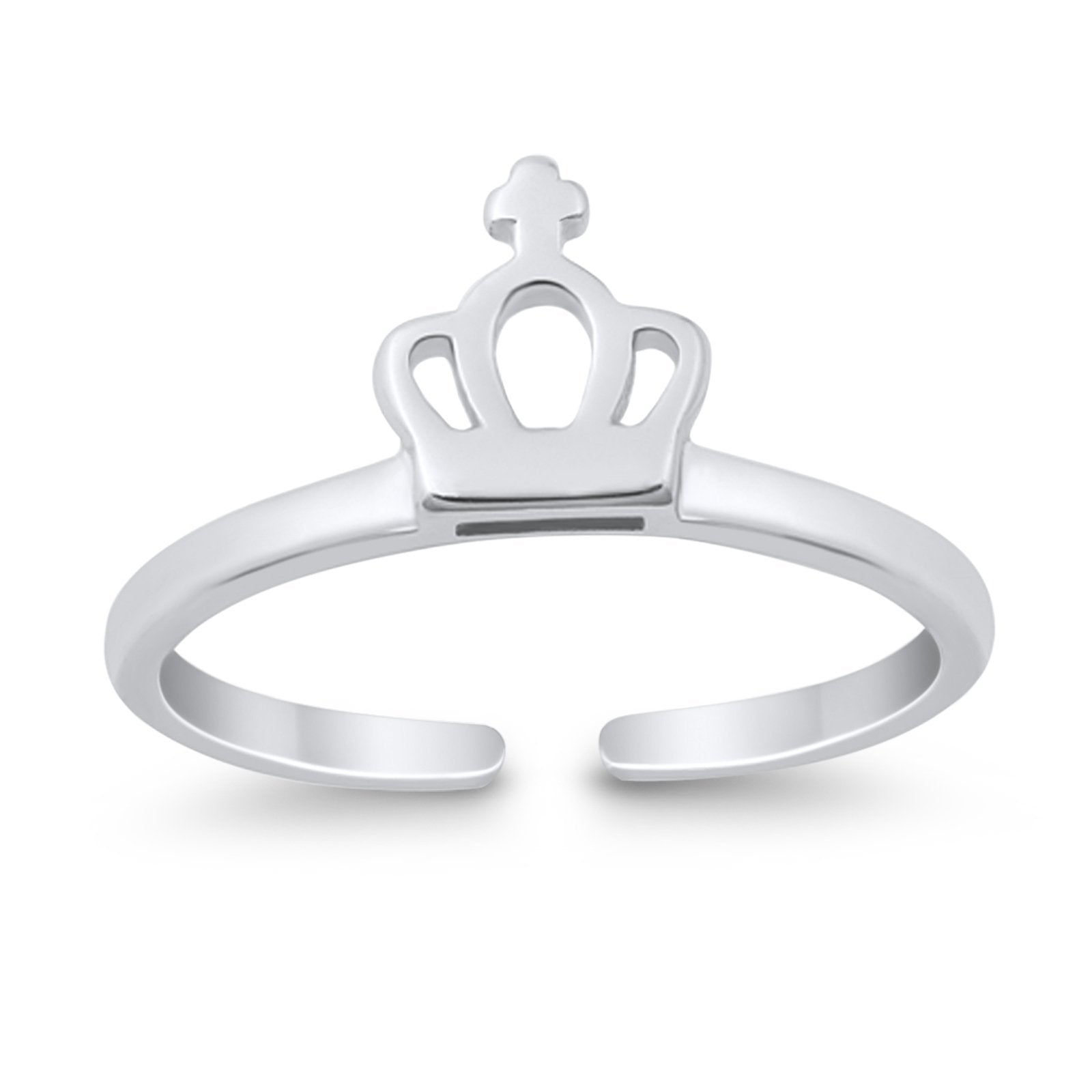 Crown Shape Toe Ring Band 925 Silver Sterling (7mm)