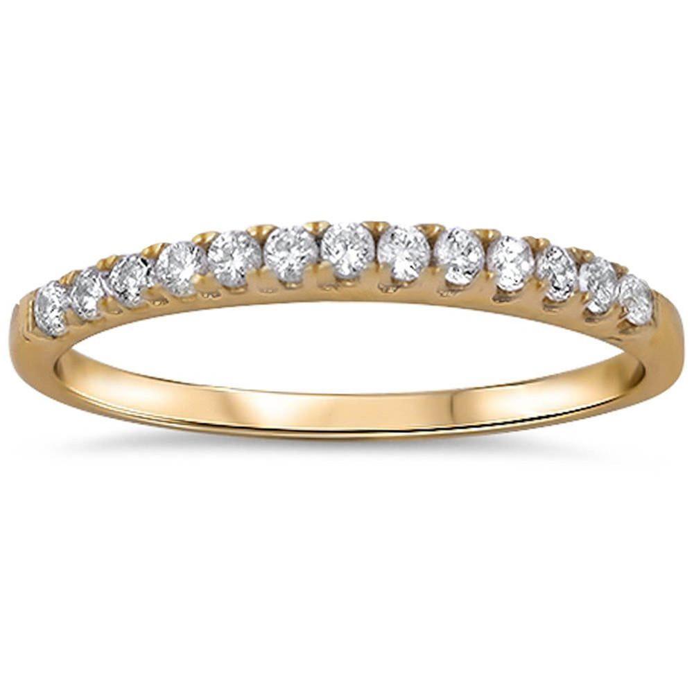 Half Eternity Wedding Band Ring Round Yellow Tone, Simulated CZ 925 Sterling Silver