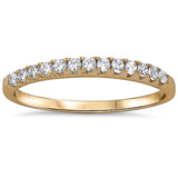 Half Eternity Wedding Band Ring Round Yellow Tone, Simulated CZ 925 Sterling Silver