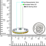 Full Eternity Stackable Band Wedding Ring Simulated Yellow CZ 925 Sterling Silver