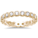Bezel Set Full Eternity Ring Yellow Tone, Simulated CZ 925 Sterling Silver