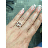 Accent Halo Solitaire Ring Rose Tone,  Simulated Morganite CZ 925 Sterling Silver