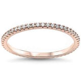 Thin Full Eternity Rings Yellow Tone, Simulated CZ Wedding Ring 925 Sterling Silver