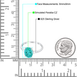 Solitaire Engagement Ring Oval Simulated Paraiba Tourmaline CZ 925 Sterling Silver
