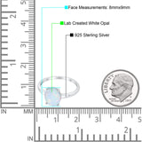 Solitaire Engagement Ring Oval Lab Created White Opal 925 Sterling Silver