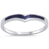 Chevron Midi Knuckle Petite Dainty Simulated Black Onyx CZ Ring 925 Sterling Silver