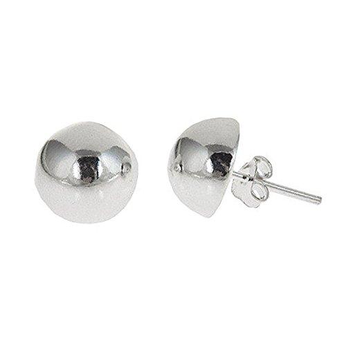 Half Ball Stud Button Moon Stud Post Earrings 925 Sterling Silver