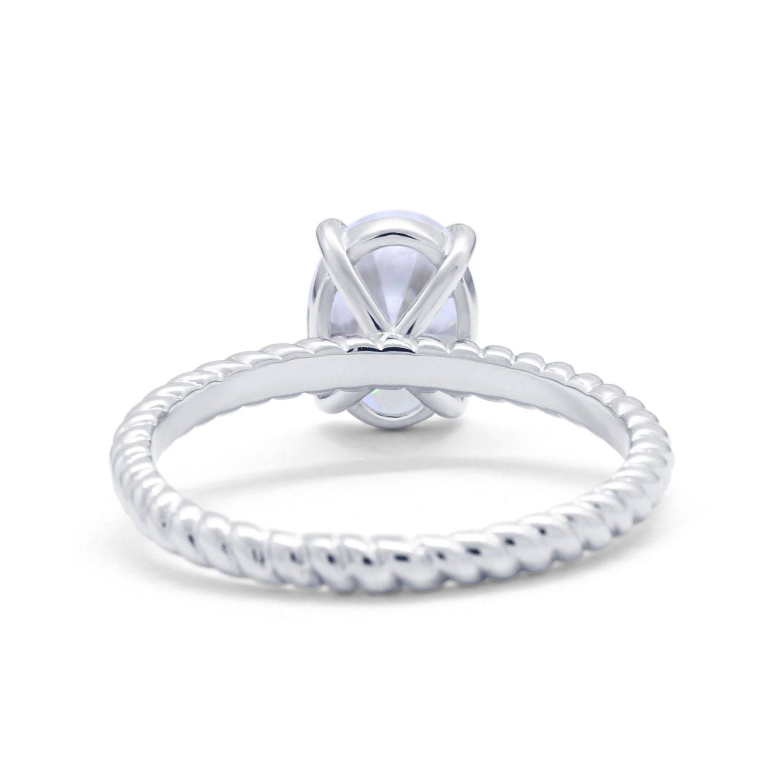 Solitaire Braided Engagement Ring Simulated Cubic Zirconia 925 Sterling Silver