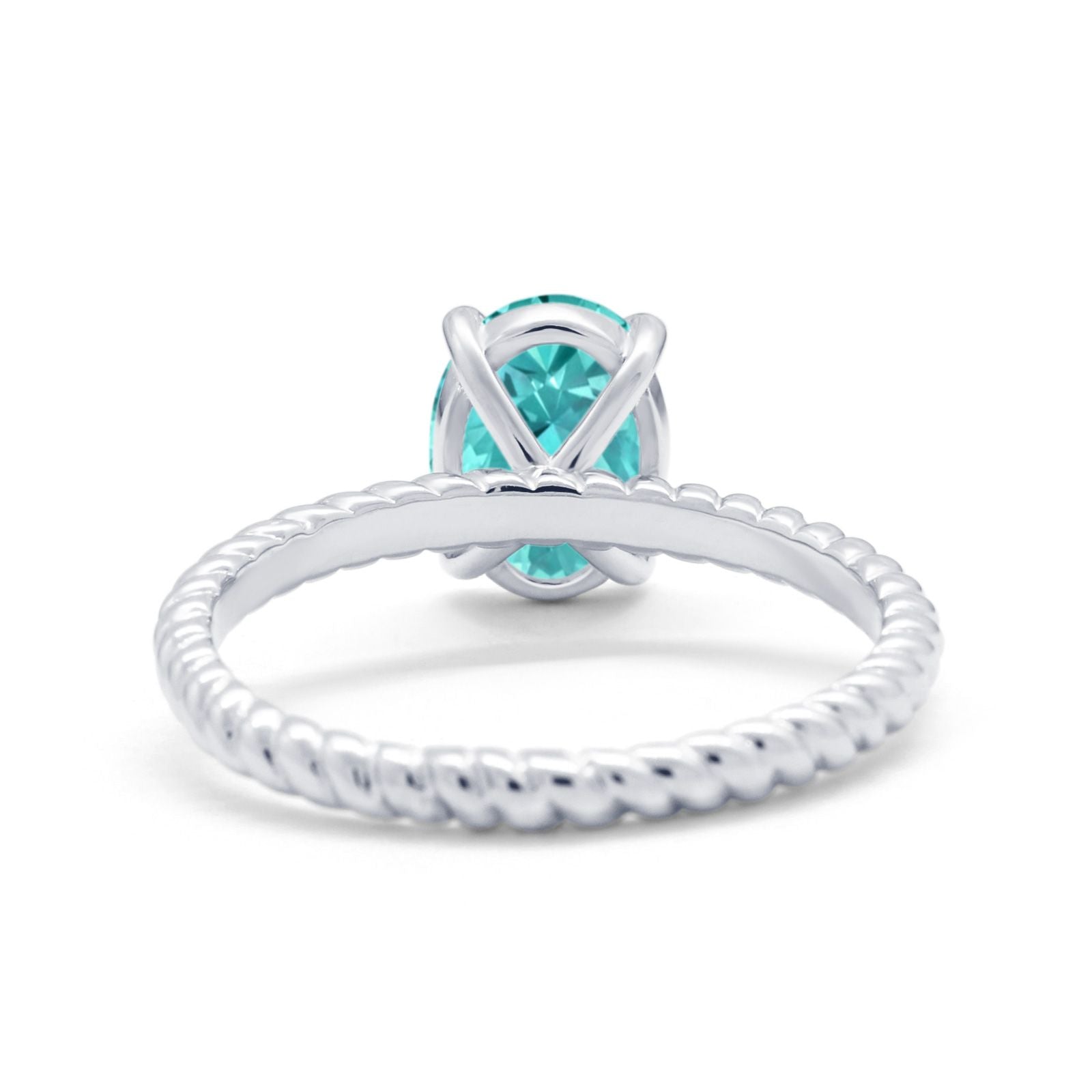 Solitaire Braided Engagement Ring Simulated Paraiba Tourmaline CZ 925 Sterling Silver