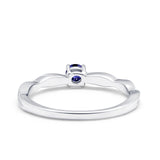 Petite Dainty Wedding Ring Round Simulated Blue Sapphire CZ 925 Sterling Silver