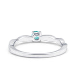 Petite Dainty Wedding Ring Round Simulated Paraiba Tourmaline CZ 925 Sterling Silver