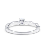 Petite Dainty Wedding Ring Round Lab Created White Opal 925 Sterling Silver