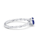 Solitaire Twisted Oval Wedding Ring Simulated Blue Sapphire CZ 925 Sterling Silver