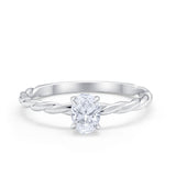 Solitaire Twisted Oval Wedding Ring Simulated Cubic Zirconia 925 Sterling Silver