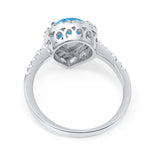 Halo Teardrop Bridal Filigree Ring Lab Created Blue Opal 925 Sterling Silver