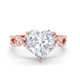 Art Deco Heart Promise Twisted Shank Rose Tone, Simulated CZ Wedding Ring 925 Sterling Silver