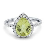 Pear Teardrop Natural Lemon Topaz Ring