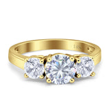 Round Classic Style Princess Cut Gold Ring