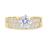 Two Piece Round Solitaire Eternity Gold Ring