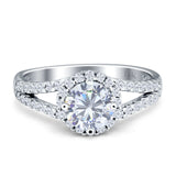 Round Halo Split Shank CZ Ring