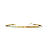 14K Yellow Gold 7" Open Bangle Round Natural Diamond Cuff Bracelet Wholesale