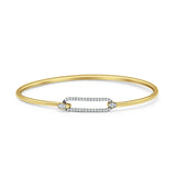 14K Yellow Gold 7Inches Open 5.8mm Rectangle Bangle Bracelet Round Natural Diamond Wholesale