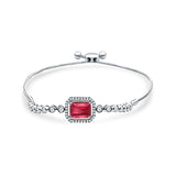 14K White Gold Emerald Cut Ruby Adjustable Bolo Chain Bracelet Natural Diamond Wholesale