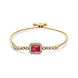 14K Yellow Gold Emerald Cut Ruby Adjustable Bolo Chain Bracelet Natural Diamond Wholesale