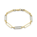 14K Yellow Gold Paperclip Link Chain Bracelet Natural Round Diamond Wholesale