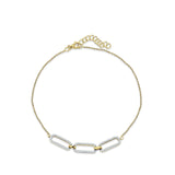 14K Yellow Gold 7-9 Inch Paperclip Link Chain Bracelet Round Natural Diamond Wholesale