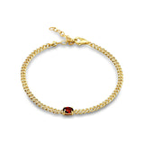 14K Yellow Gold Oval Garnet 4mm Link Chain Bracelet Natural Diamond Wholesale