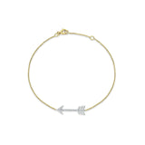 14K Yellow Gold 7.5" Link Chain Arrow Bracelet Round Natural Diamond Wholesale