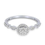 Round Halo Cluster Marquise Band Diamond Ring