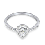 Pear Teardrop Halo Round Diamond Ring