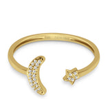 Moon & Star Celestial Open Ring