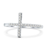 Half Eternity Natural Diamond Cross Ring